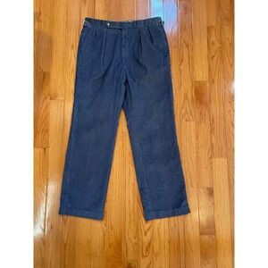 VTG Alan Flusser Pleated Corduroy Trousers‎ Blue Size 38x32 Mens Classic preppy